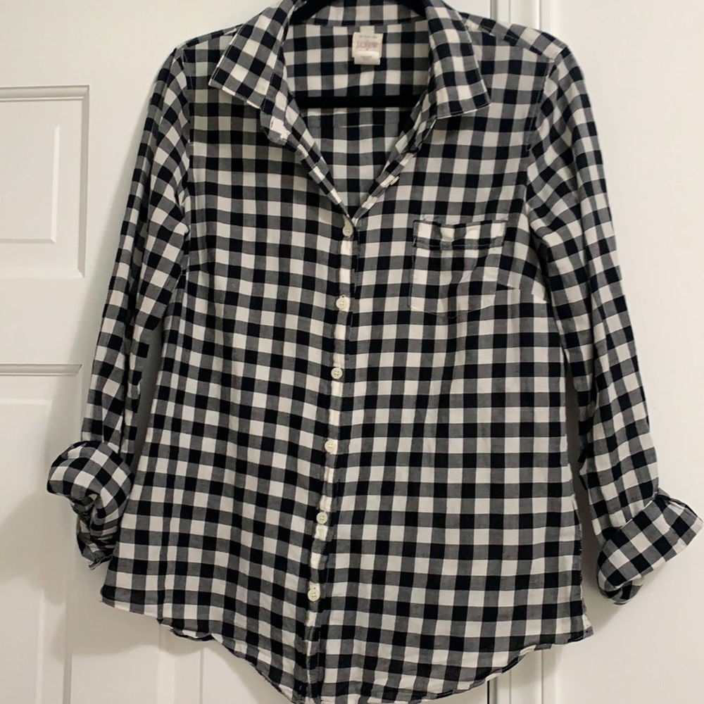 J. Crew Black & White L/S button up